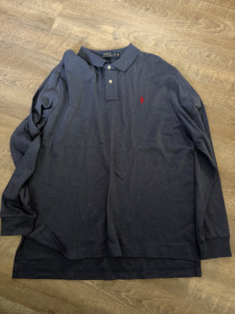 Polo by Ralph Lauren Navy Long Sleeve Polo with Red Pony